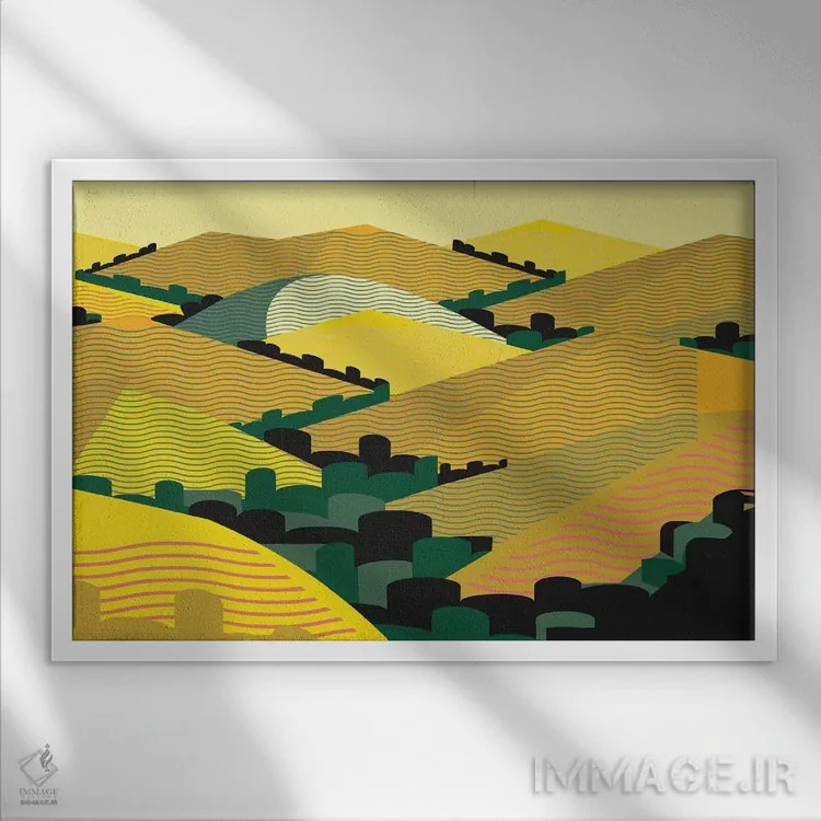 تابلو انتزاعی تپه های کالیفرنیا اثر چارلز هارکر - نمای قابدار سفید