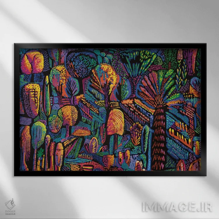 تابلو دکوراتیو جنگل ماه جنگلی اثر چارلز هارکر - نمای قابدار مشکی