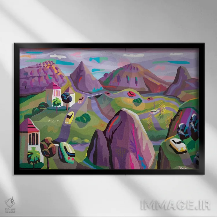 تابلو انتزاعی مسیر ترافل در شابلی اثر چارلز هارکر - نمای قابدار مشکی