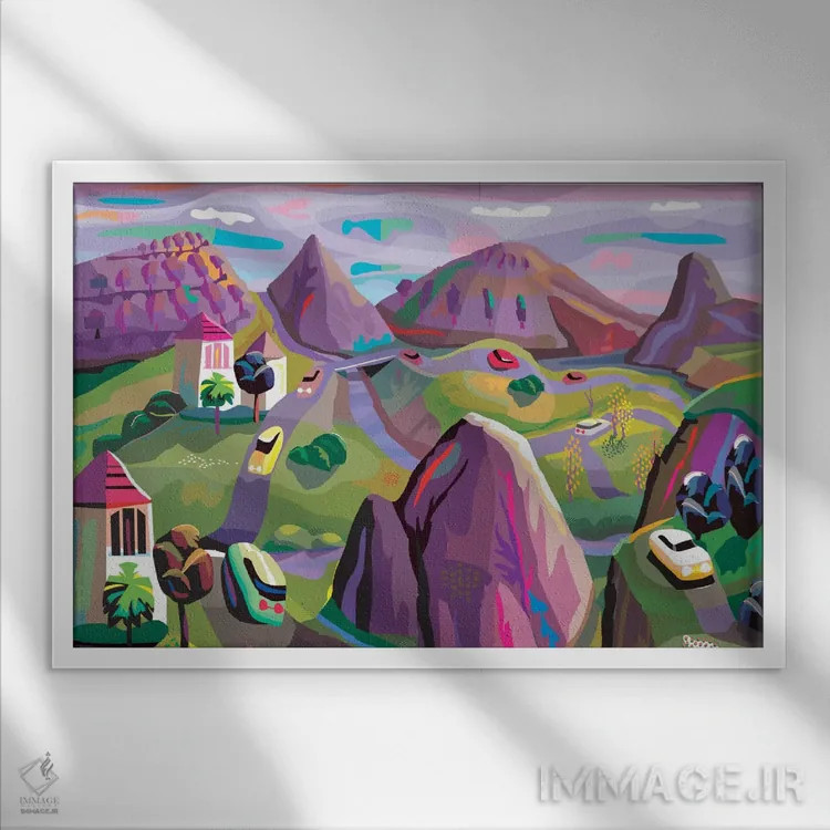 تابلو انتزاعی مسیر ترافل در شابلی اثر چارلز هارکر - نمای قابدار سفید