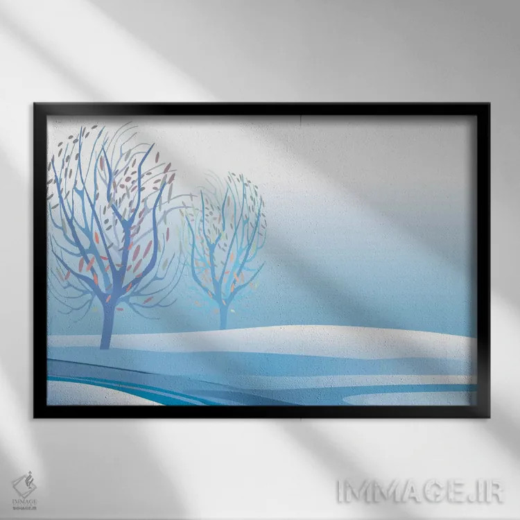 تابلو انتزاعی منظره زمستانی اثر چارلز هارکر - نمای قابدار مشکی