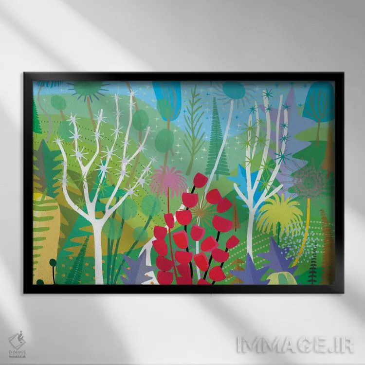 تابلو انتزاعی پارک بهاری اثر چارلز هارکر - نمای قابدار مشکی