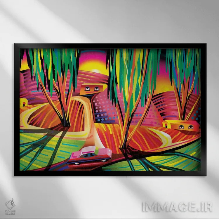 تابلو انتزاعی ون گوگ کنگو اثر چارلز هارکر - نمای قابدار مشکی