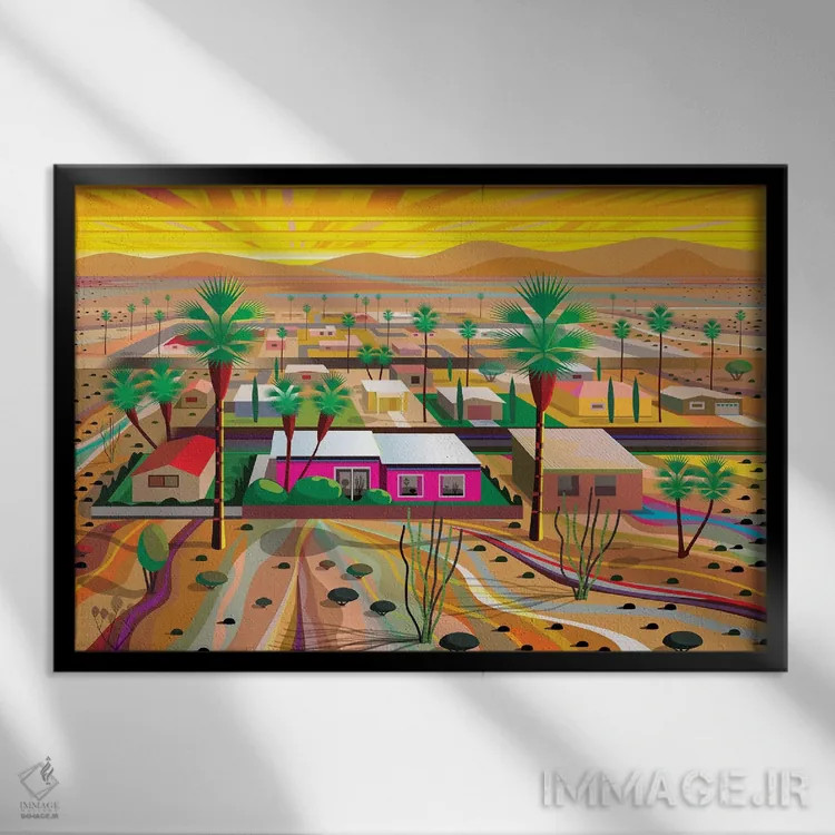 تابلو دکوراتیو ۲۹ نخل اثر چارلز هارکر - نمای قابدار مشکی