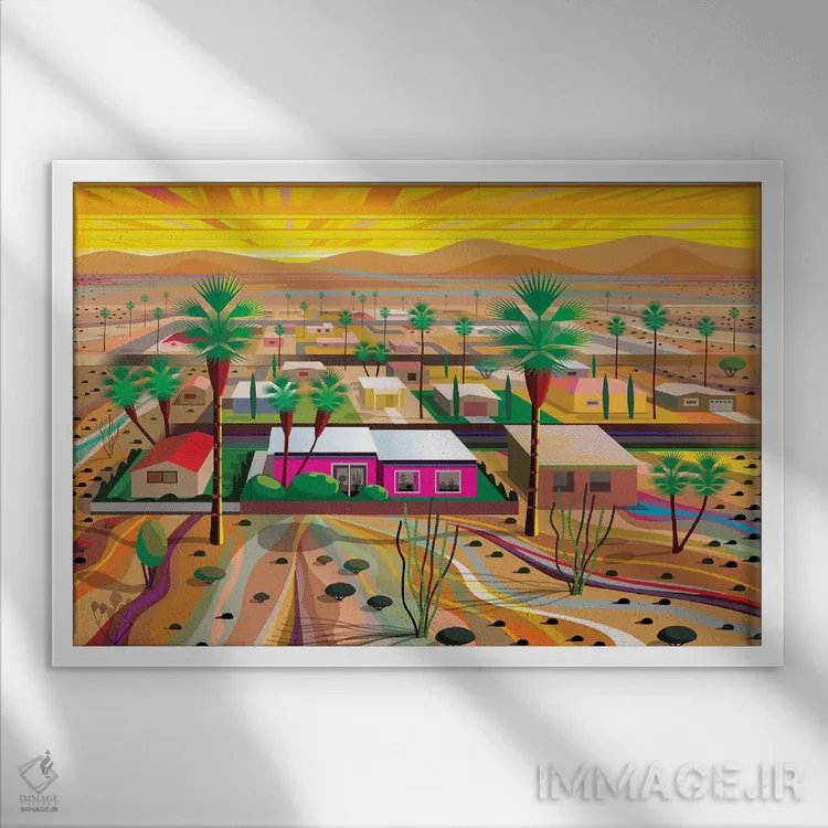 تابلو دکوراتیو ۲۹ نخل اثر چارلز هارکر - نمای قابدار سفید