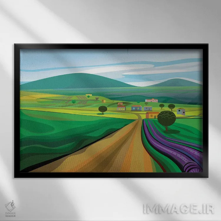 تابلو دکوراتیو مزارع والا والا اثر چارلز هارکر - نمای قابدار مشکی