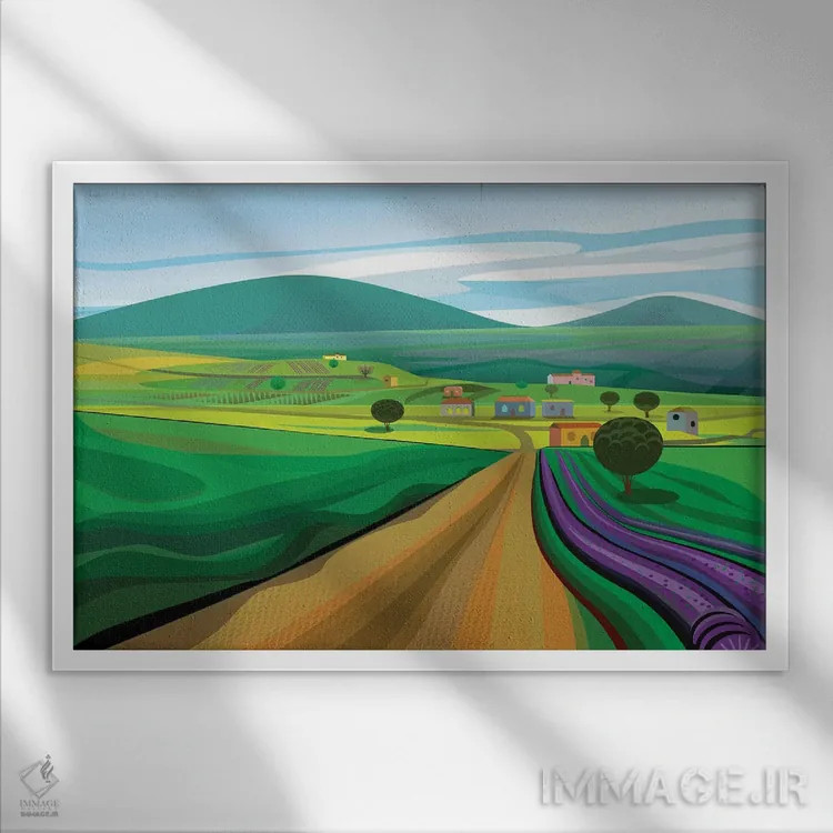 تابلو دکوراتیو مزارع والا والا اثر چارلز هارکر - نمای قابدار سفید