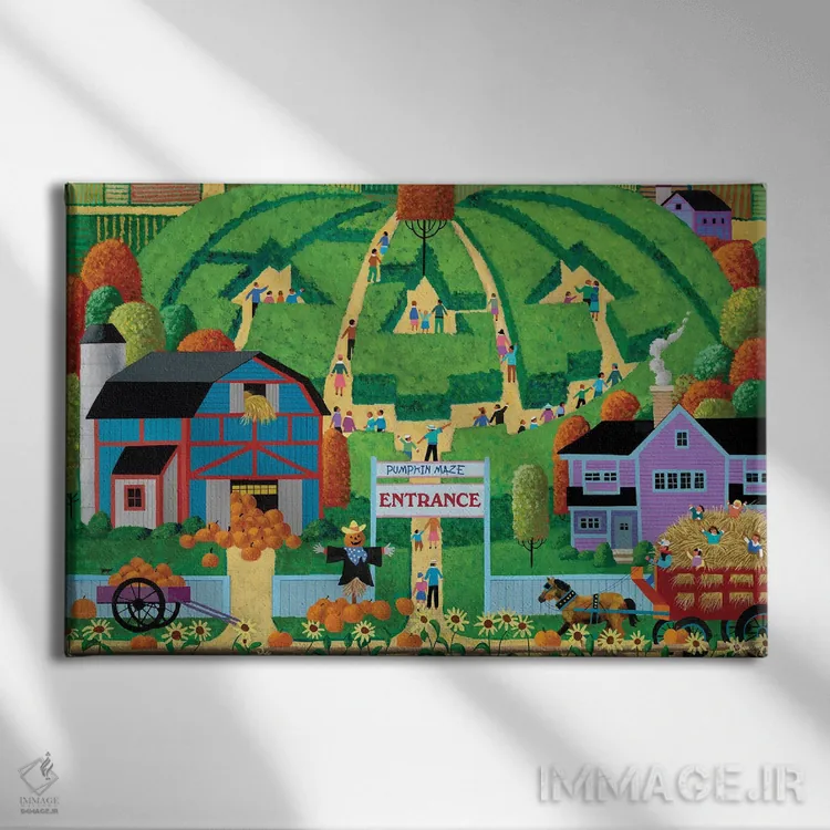 تابلو دکوراتیو هزارتوی کدو تنبل اثر هرونیم - نمای روبهرو روی دیوار