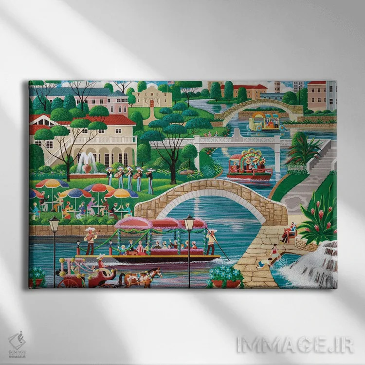 تابلو دکوراتیو پیاده روی کنار رودخانه اثر هرونیم - نمای روبهرو روی دیوار