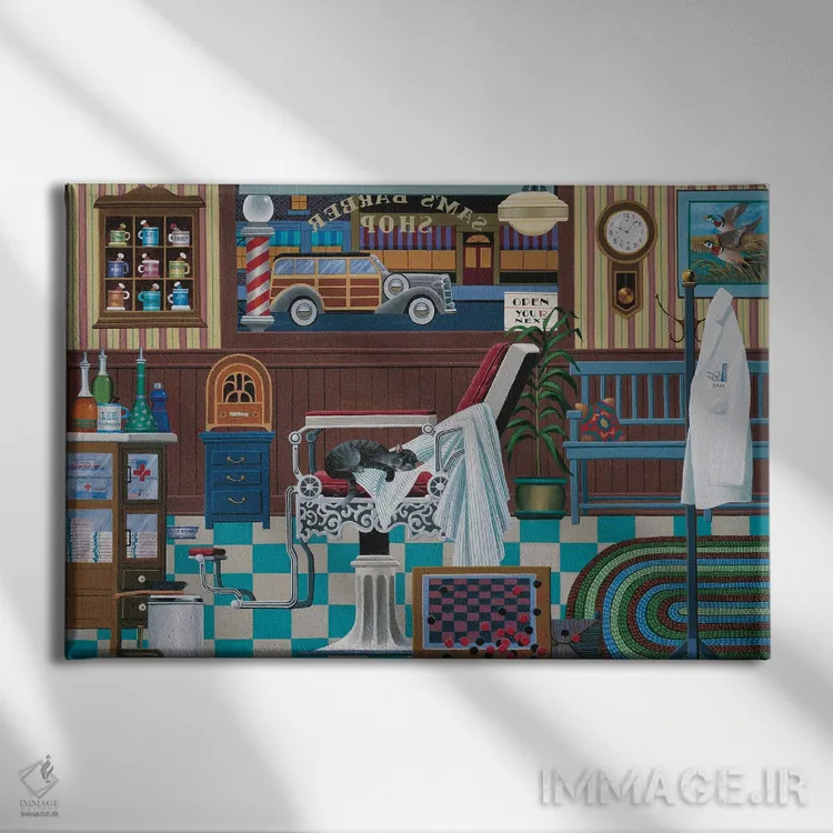 تابلو دکوراتیو آرایشگاه سام اثر هرونیم - نمای روبهرو روی دیوار