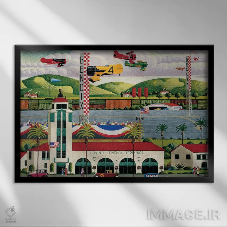 تابلو دکوراتیو مسابقه دهندگان پایلون اثر هرونیم - نمای قابدار مشکی