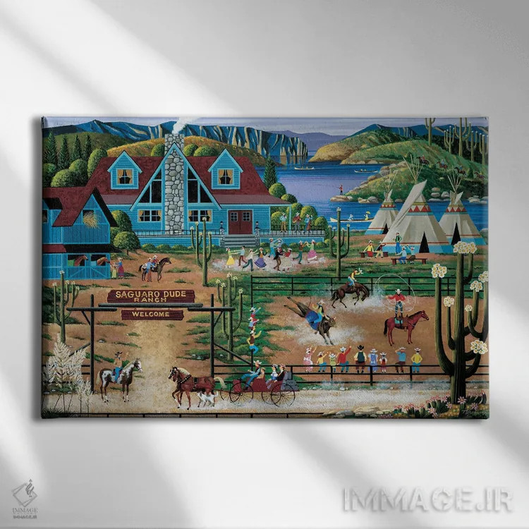 تابلو دکوراتیو مرتع ساگوارو اثر هرونیم - نمای روبهرو روی دیوار