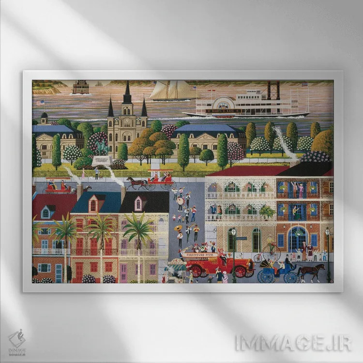 تابلو دکوراتیو کارناوال خیابان رمپارت اثر هرونیم - نمای قابدار سفید