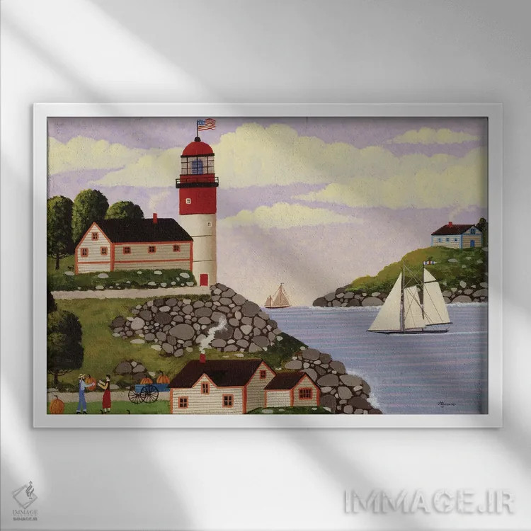 تابلو دکوراتیو قایقرانی در دماغه اثر هرونیم - نمای قابدار سفید