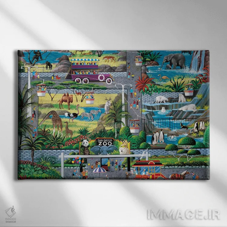 تابلو دکوراتیو باغ وحش سن دیه گو اثر هرونیم - نمای روبهرو روی دیوار