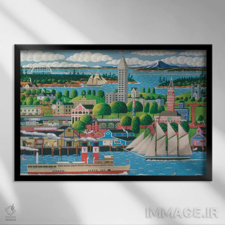 تابلو دکوراتیو سیاتل اثر هرونیم - نمای قابدار مشکی