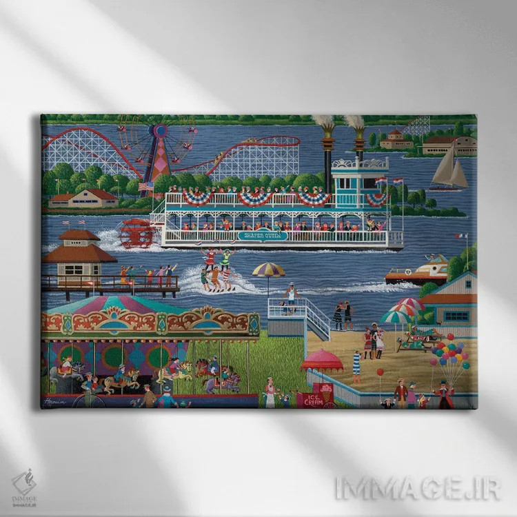 تابلو دکوراتیو دریاچه شافر اثر هرونیم - نمای روبهرو روی دیوار