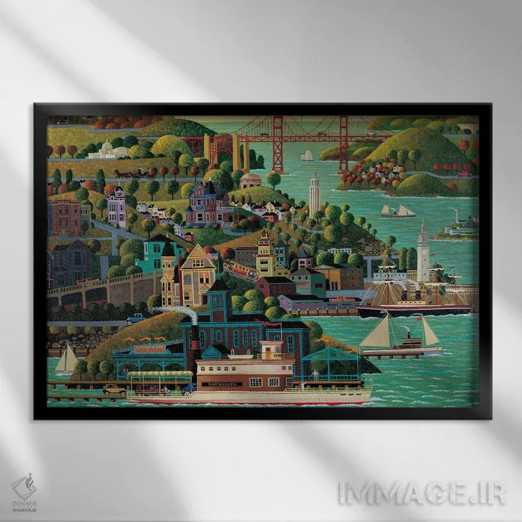 تابلو دکوراتیو کشتی سوسالیتو اثر هرونیم - نمای قابدار مشکی