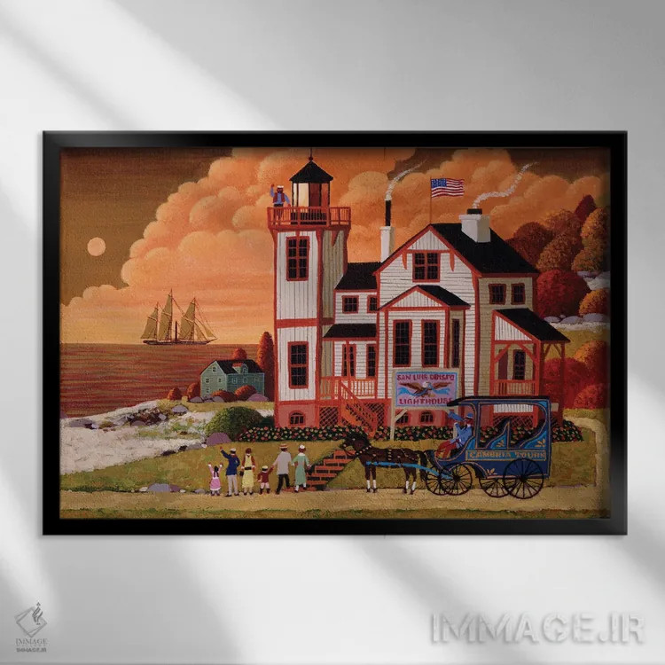 تابلو دکوراتیو دیدار غروب اثر هرونیم - نمای قابدار مشکی