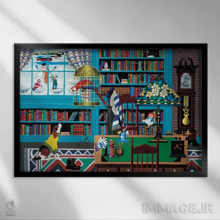 تابلو دکوراتیو استراحت چای اثر هرونیم - نمای قابدار مشکی