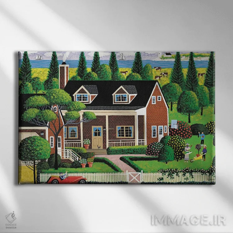 تابلو دکوراتیو رسیدگی به باغ اثر هرونیم - نمای روبهرو روی دیوار