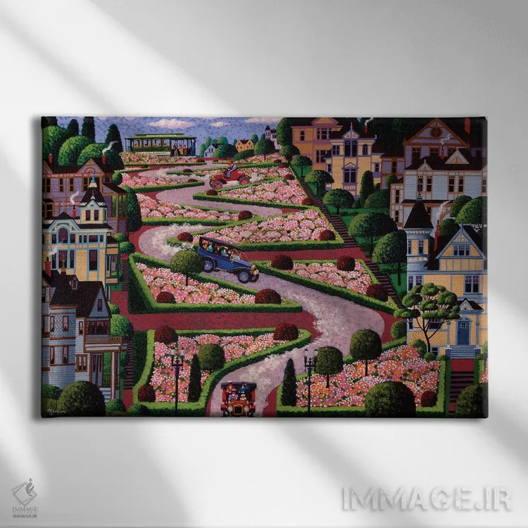 تابلو دکوراتیو کج ترین خیابان دنیا اثر هرونیم - نمای روبهرو روی دیوار