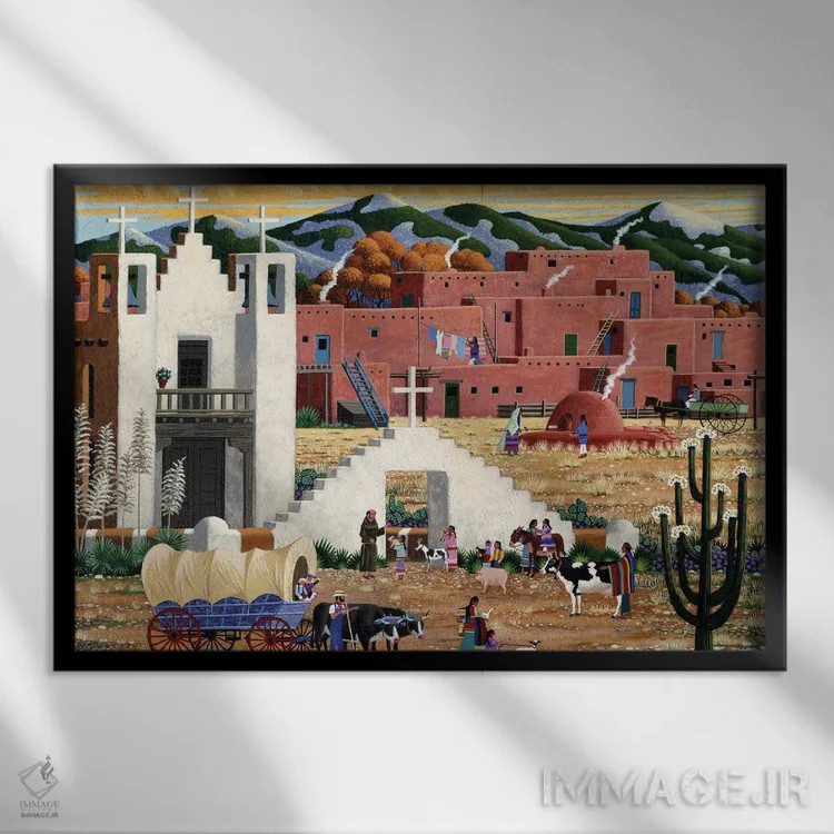 تابلو دکوراتیو برکت دادن به حیوانات اثر هرونیم - نمای قابدار مشکی