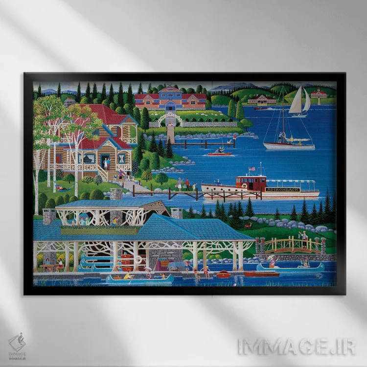 تابلو دکوراتیو کوه های آدیرونداک اثر هرونیم - نمای قابدار مشکی