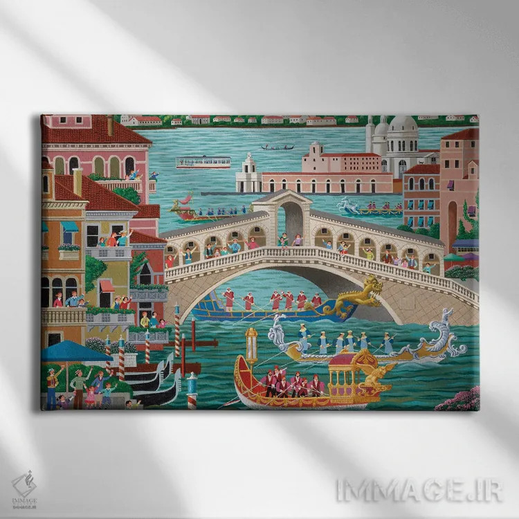 تابلو دکوراتیو کارناوال قایق ونیز اثر هرونیم - نمای روبهرو روی دیوار