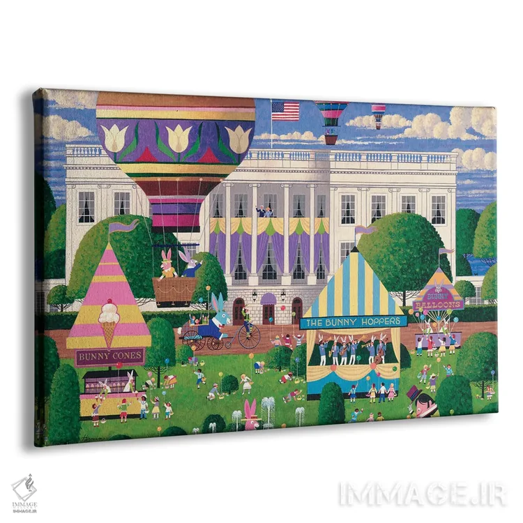 تابلو دکوراتیو جستجوی تخم مرغ عید پاک در کاخ سفید اثر هرونیم - نمای پرسپکتیو محصول