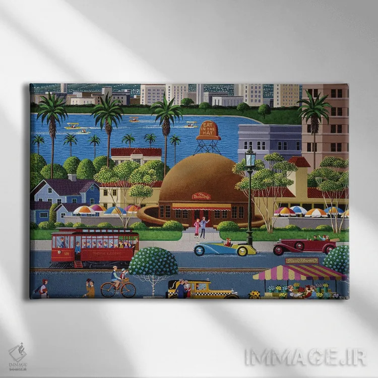 تابلو دکوراتیو کلاه قهوه ای اثر هرونیم - نمای روبهرو روی دیوار