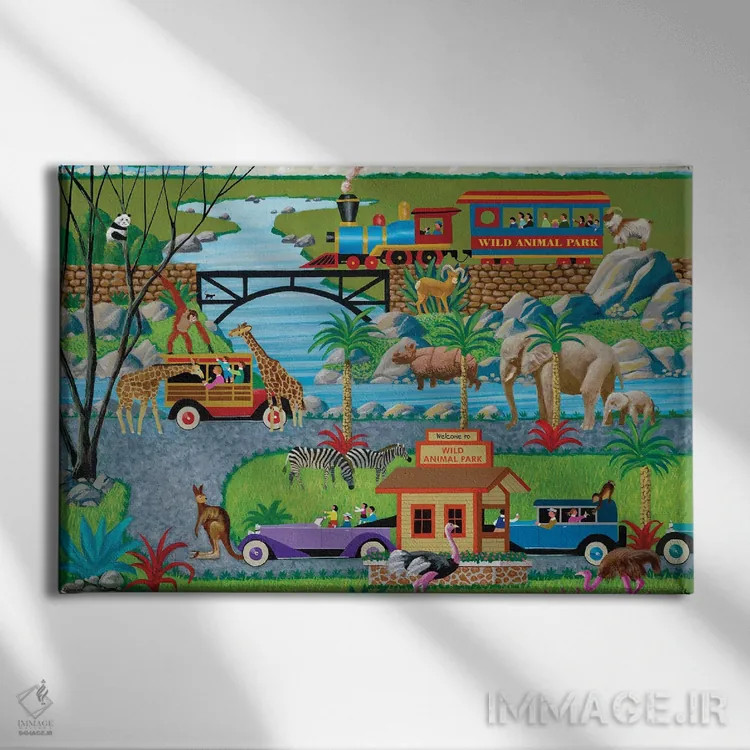 تابلو دکوراتیو پارک حیوانات وحشی اثر هرونیم - نمای روبهرو روی دیوار
