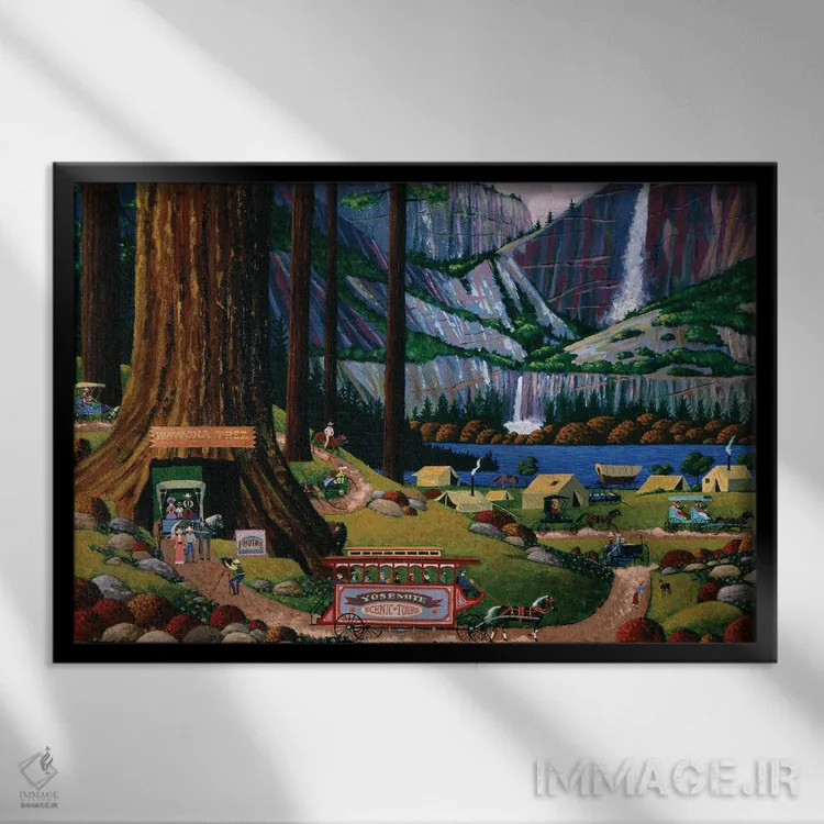 تابلو دکوراتیو اردوگاه یوسمیتی اثر هرونیم - نمای قابدار مشکی