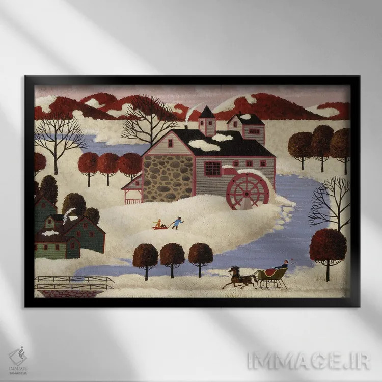 تابلو دکوراتیو زمستان در مین اثر هرونیم - نمای قابدار مشکی