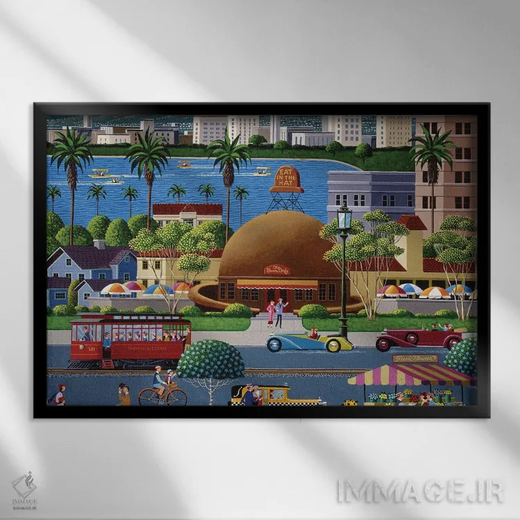 تابلو دکوراتیو کلاه قهوه ای اثر هرونیم - نمای قابدار مشکی