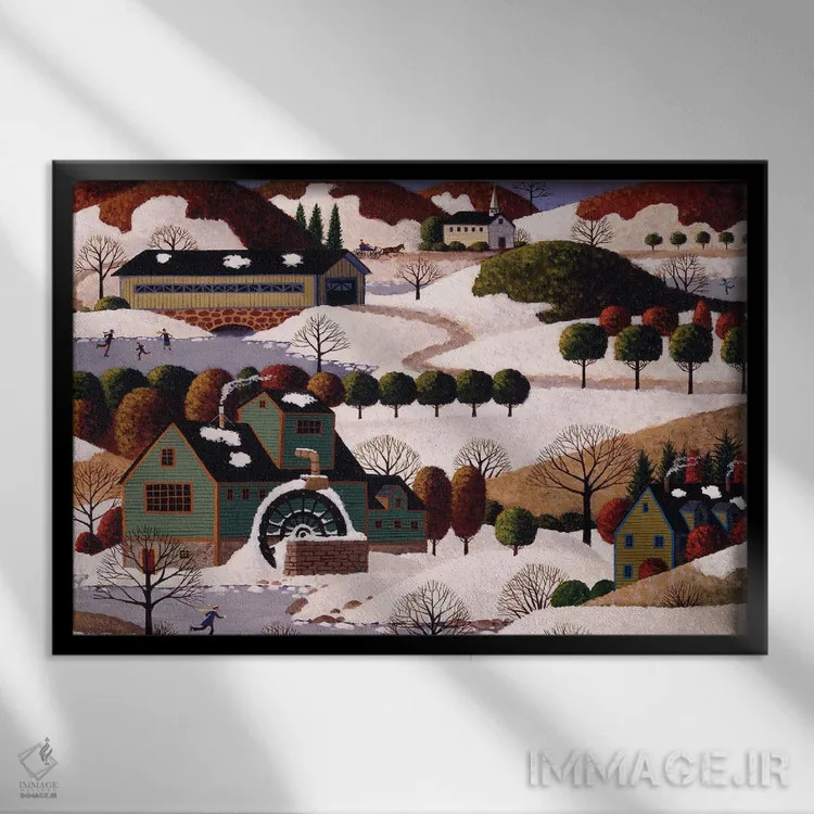 تابلو دکوراتیو زمستان در ورمونت اثر هرونیم - نمای قابدار مشکی