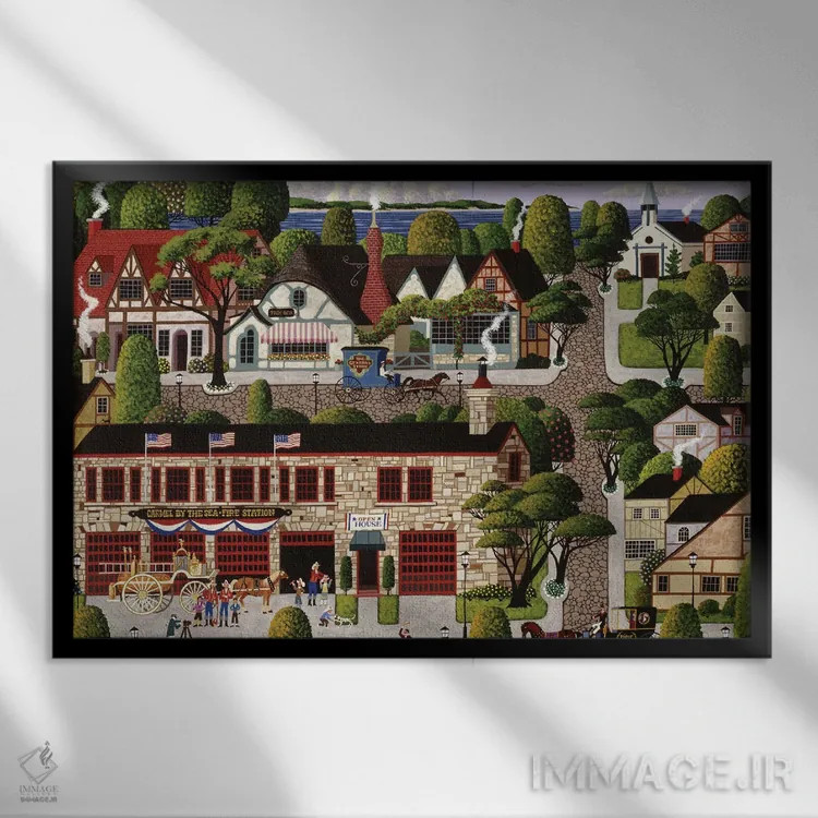 تابلو دکوراتیو ایستگاه آتش نشانی کارمل اثر هرونیم - نمای قابدار مشکی