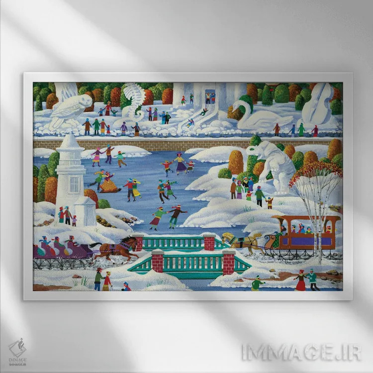 تابلو دکوراتیو مجسمه سازی برفی ویسکانسین اثر هرونیم - نمای قابدار سفید