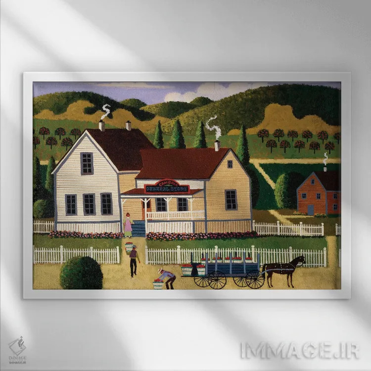 تابلو دکوراتیو فروشگاه عمومی کامبریا اثر هرونیم - نمای قابدار سفید