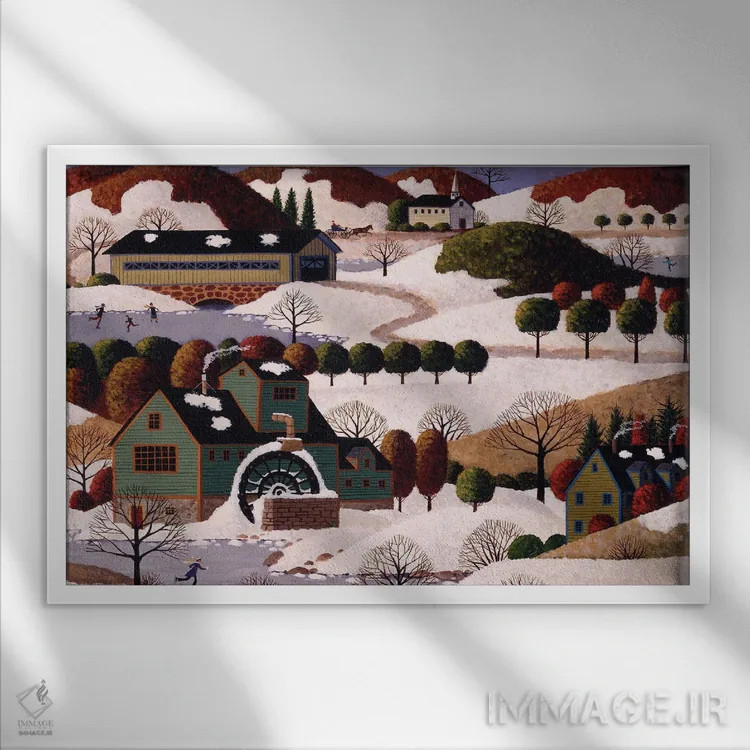 تابلو دکوراتیو زمستان در ورمونت اثر هرونیم - نمای قابدار سفید