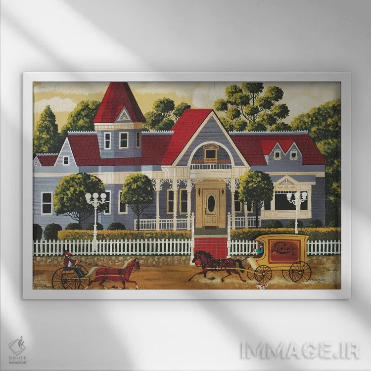 تابلو دکوراتیو خانه ویکتوریایی اثر هرونیم - نمای قابدار سفید