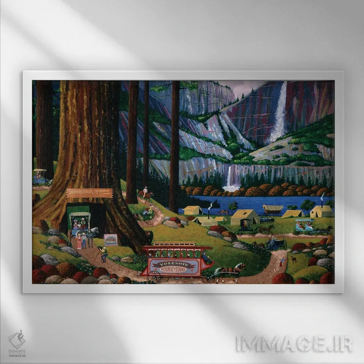 تابلو دکوراتیو اردوگاه یوسمیتی اثر هرونیم - نمای قابدار سفید