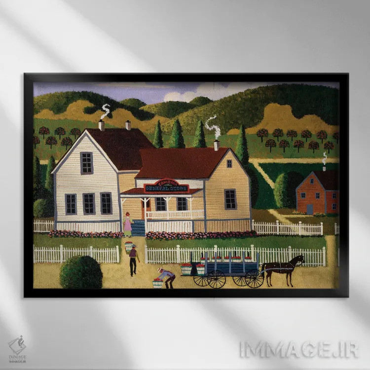 تابلو دکوراتیو فروشگاه عمومی کامبریا اثر هرونیم - نمای قابدار مشکی