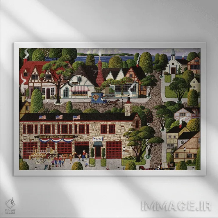 تابلو دکوراتیو ایستگاه آتش نشانی کارمل اثر هرونیم - نمای قابدار سفید