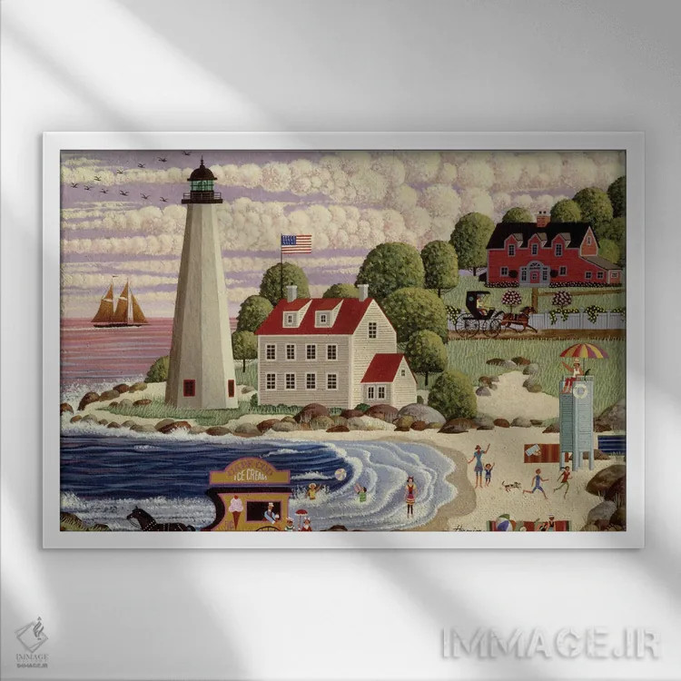 تابلو دکوراتیو جشن ساحلی کیپ کاد اثر هرونیم - نمای قابدار سفید