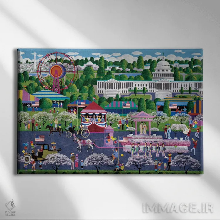 تابلو دکوراتیو جشنواره شکوفه های گیلاس اثر هرونیم - نمای روبهرو روی دیوار