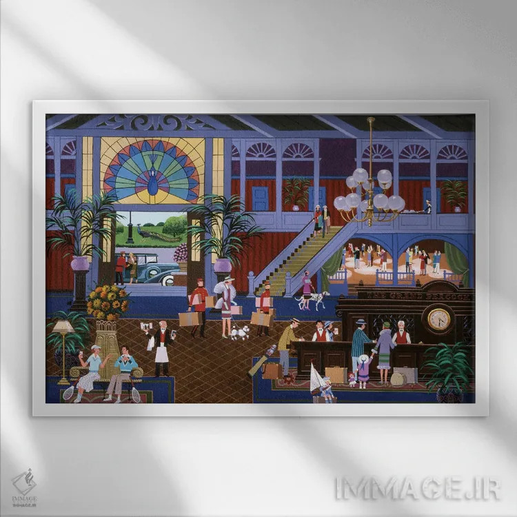 تابلو دکوراتیو پذیرش در هتل بزرگ طاووس اثر هرونیم - نمای قابدار سفید