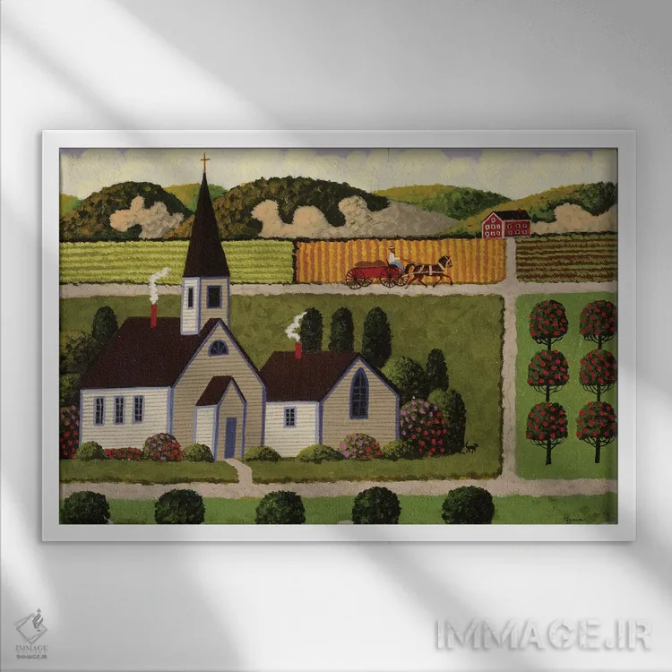 تابلو دکوراتیو کلیسای روستایی اثر هرونیم - نمای قابدار سفید