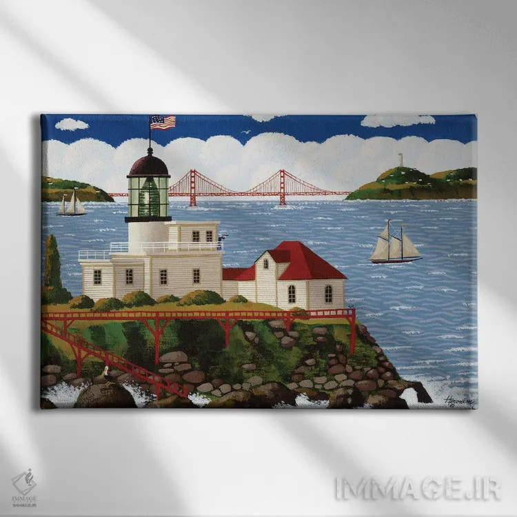 تابلو دکوراتیو چشم انداز گلدن گیت اثر هرونیم - نمای روبهرو روی دیوار
