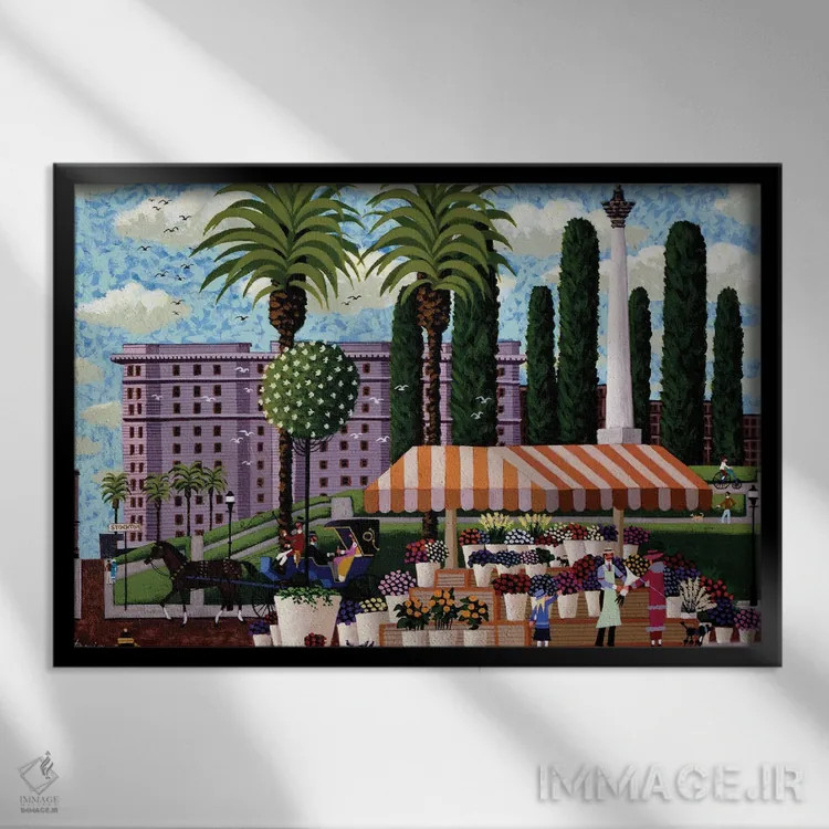 تابلو دکوراتیو گل ها در میدان یونیون اثر هرونیم - نمای قابدار مشکی